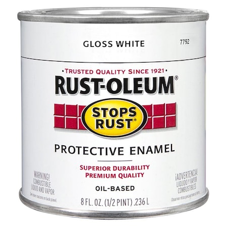 Stops Rust 1/2 Pt Rust-Oleum Brands White Protective Enamel, Gloss 7792730