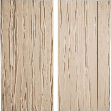 Ekena Millwork Rustic Four Board Joined Board-n-Batten Riverwood Faux Wood Shutters w/No Batten, 22W x 26H, PR SHUBJN22X26RWPR