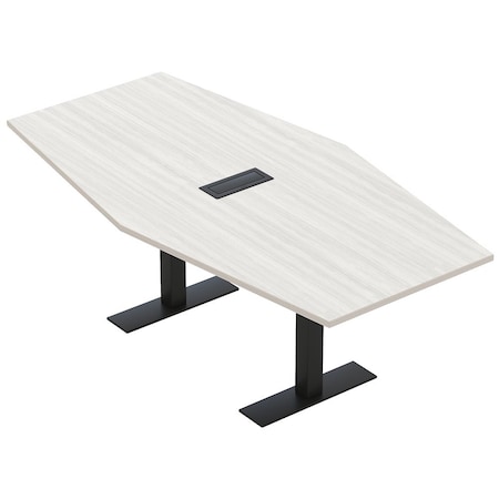 Skutchi Designs 6ft Conference Table With Power Unit | 6 Person Modular Hexagon Meeting Table | Harmony Series HAR-HEX.IR-48X72-T.BK-WA7976-EBLK
