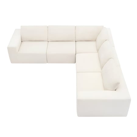 Homeroots 116" Beige Fabric Modular Sleeper Sofa 568303