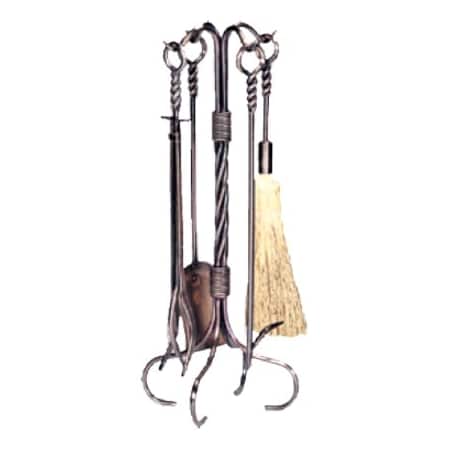 Uniflame Uniflame F-1323 5 PC ANTIQUE COPPER W.I. FIRESET WITH RING/SWIRL HANDLES F-1323