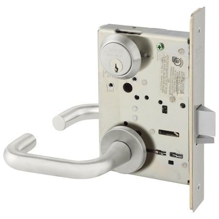 Sargent Grade 1 Office or Entry Mortise Lock, J - Lever, LN - Rose, Satin Stainless Steel 8205 LNJ 32D