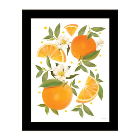 Homeroots Citrus Orange Botanical Black Framed Print Wall Art 529839