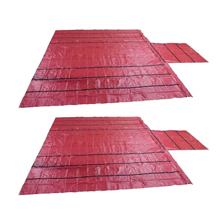 Mytee Products Flatbed Truck Tarps Combination 18oz/14oz Lumber Tarp 24x27 (8 ft Drop) - Red, 2PK CLT-REDx2