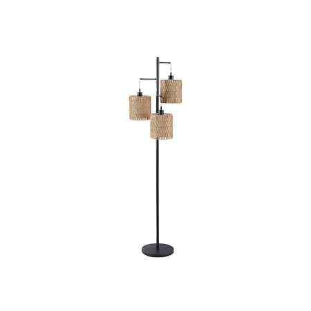Monarch Specialties Lighting, 73-in. h, Floor Lamp, Natural Rope, Black Metal, Modern I 9651