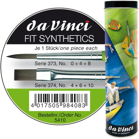 Da Vinci FIT Synthetics Student Brush, Synthetic, Tempera, Assorted, 6 Brush Set in Tin VA-5410_0