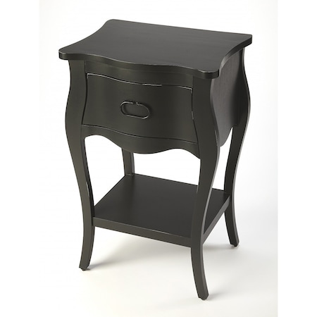Homeroots 28" Black One Drawer Nightstand 388903