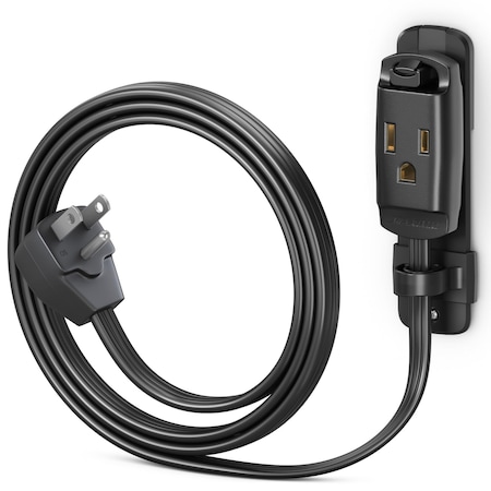 Maximm 3ft 14AWG Heavy Duty AC Extension Cord w/ Wall Clip, Black ADW-90-C6F03-14B0-WM