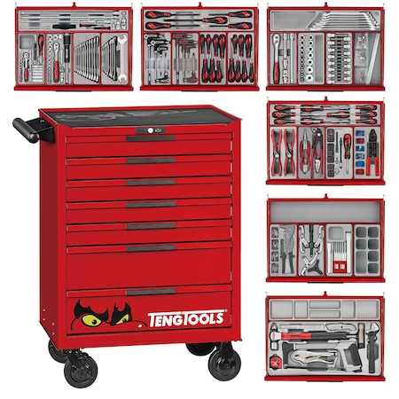 Teng Tools 516 Piece PRO35 26 Inch Wide Red Mixed Mechanics General Hand Tool Kit - TKW26R516T