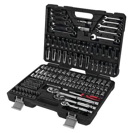 Performance Tool 210 pc. Mechanic's Tool Set, Ratchets, SAE/Metric Sockets, Storage Case W30503
