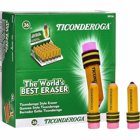 Dixon Ticonderoga Latexfree Pencilshape Eraser, Yellow, 36PK DIX38936