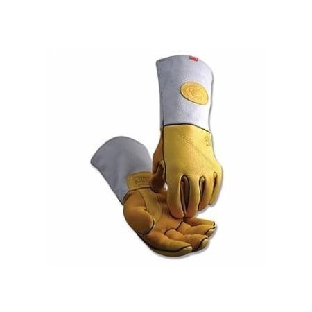 Caiman 1485 Elk Skin Wool Insulated Unlined Palm MIG/Stick Welding Gloves, X-Large, Gold/Gray 607-1485-XL