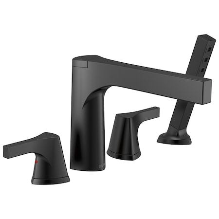 Delta Zura 4-Hole Roman Tub With Handshower Trim In Matte Black T4774-BL