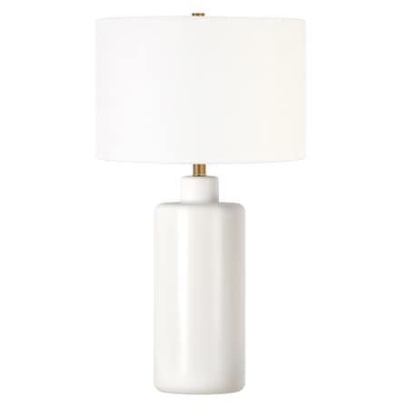 Homeroots 25" White Ceramic Table Lamp With White Drum Shade 524334