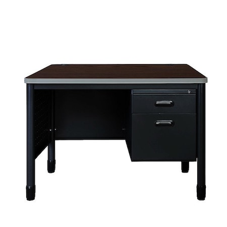 Regency Single Pedestal Desk, Steel Frame, 48 in W 66348SPNWBK