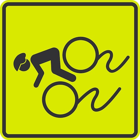 Lyle Slippery When Wet (W/Man Riding Bike Symbol), 24x24, Diamond Grade, Yellow Green G-12533-DG_24x24