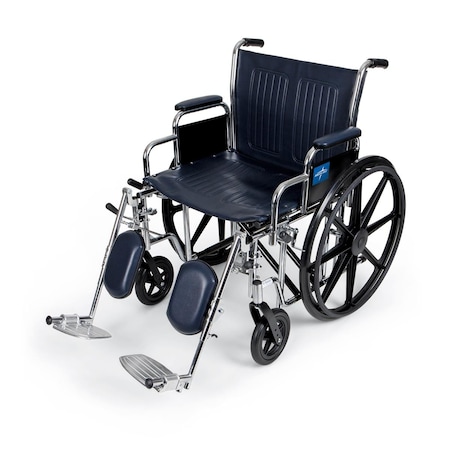 Medline Excel Extra-Wide Wheelchair, 20in Seat, Removable Desk-Length Arms, Elevating Leg Rests MDS806750