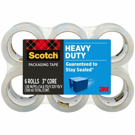 Scotch Heavy Duty Packaging Tape, Clear, PK6 3850-6-EF