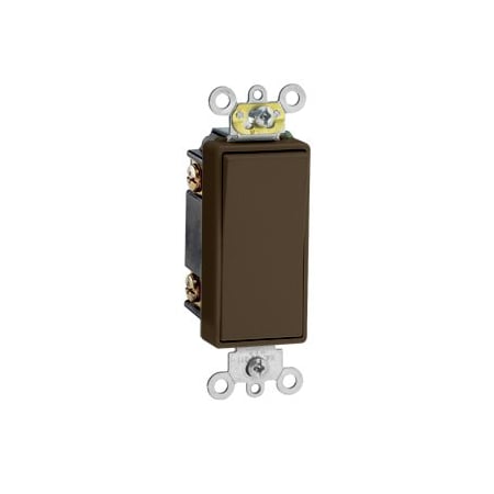 Leviton Decora Plus Rocker 3-Way AC Quiet Switch, 15 Amp, 120/277 Volt, Brown 5693-2