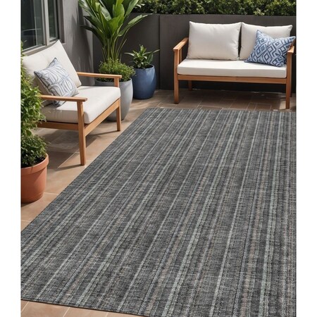 Homeroots 5' X 8' Gray And Silver Striped Washable Indoor Outdoor Area Rug 615050