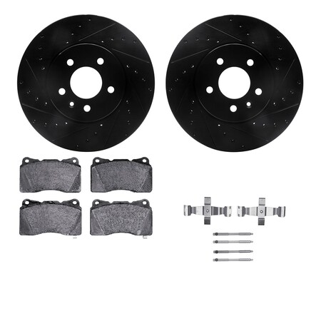 Dynamic Friction Co DFC Rotors-Drilled & Slotted-Black w/ EURO 5000 Ceramic Brake Pads Incl Hdw 8612-46017