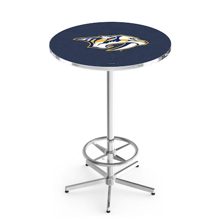 Holland Bar Stool Co 42" Chrome Nashville Predators Pub Table, 36" dia. Top L216C4236NshPre