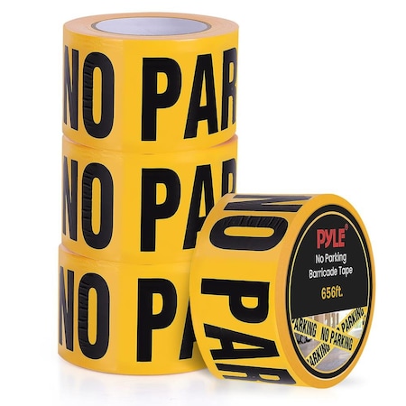Pyle 4 Pieces Safety Yellow No Parking Barricade Tape Set PNPCTX4