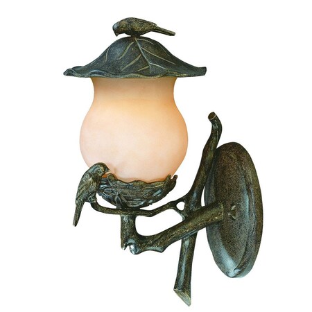 Homeroots Vintage Black and Gold Bird Detail Lantern Wall Light 399206