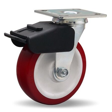 Hamilton Combination Brake Swivel Caster, 6" x 2" Poly-Tech Polyurethane (95A) on Polypropylene Wheel S-BC-6NF
