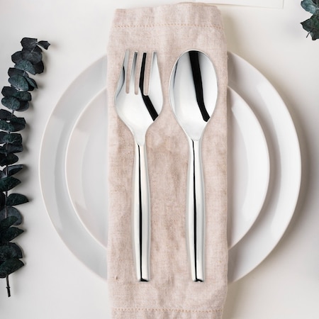 Smarty Had A Party Silver Disposable Plastic Serving Flatware Set - Serving Spoons and Serving Forks (150 Pairs), 300PK 2642CS-CASE