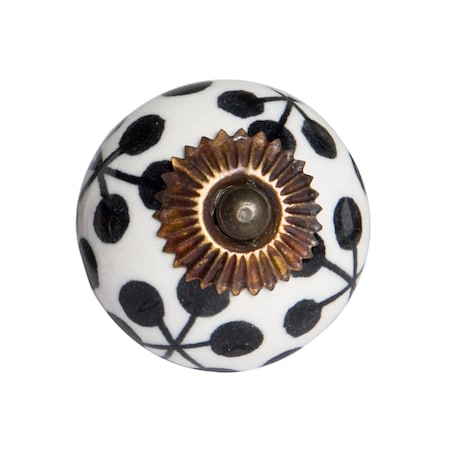 Set of Twelve Black White And Copper Ceramic Geometric Drawer Pull Knobs, 12PK