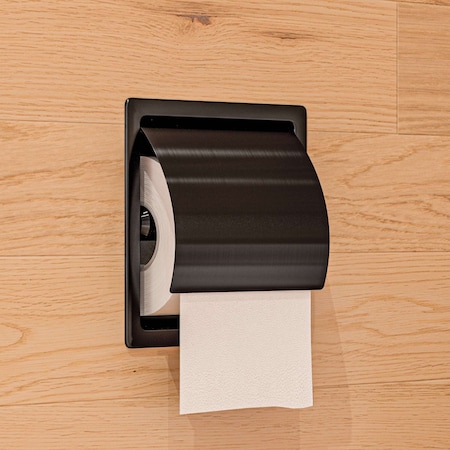 Alfi Brand PVD Brushed Black Stainless Steel Recessed Toilet Paper Holder W/ Cover ABTPP77-BB