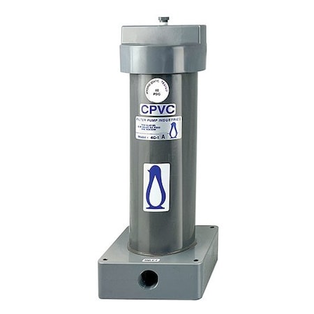 Filter Pump Chemical Filter Chamber, Single Cartridge, 2.5-5.4 GPM, 1-10in cartridge, CPVC/FKM, 1in NPT, DOE 4C-1A-V