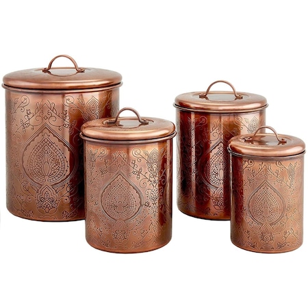 Nu Steel 1 qt. Etched Antique Copper Canister TG-916AC-1