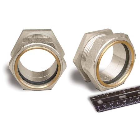 Oil-Rite Gasketed Window Sight Straight Thread - Straight w/Nut, Press Fit, 2 1/2in., 50 PSI, Buna-N B2394-8