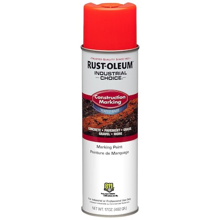Rust-Oleum 17 Oz. Rust-Oleum 264699 Fluorescent Red Orange Industrial Choice M1400 Water-Based Marking Paint 264697