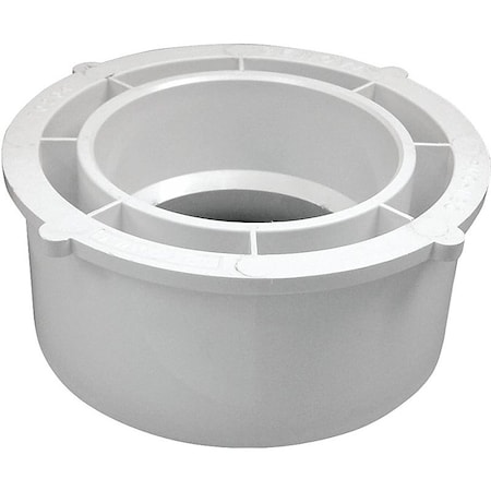 Canplas Reducing Pipe Bushing, 6 x 4 in, Spigot x Hub, PVC, White 192767
