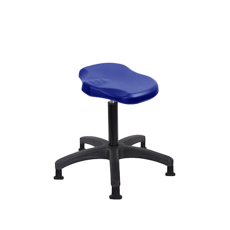 Blue Ridge Ergonomics Polyurethane Ray Stool - Medium Bench Height with Stationary Glides in Blue Polyurethane PRPMBSL-RG-NF-RG-BLU