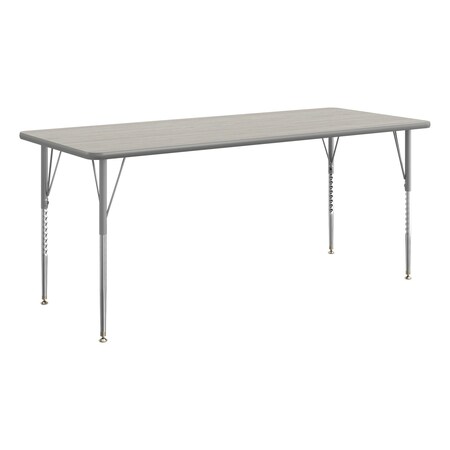 Flash Furniture Wren 72 in x 30 in Adjustable Height Activity Table, Thermal Laminate Top, Standard Legs, Light Gray XU-A3072-REC-LTGRY-T-A-GG