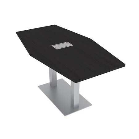 Skutchi Designs Hexagon Conference Table With Power, 36 in W, 72 in L, Black HAR-HEX.IR-36X72-DOU-U999ST19-ESIL