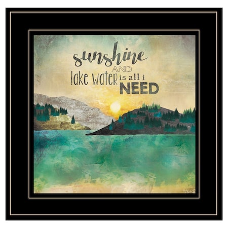 Homeroots Sunshine And Lake Water 3 Black Framed Print Wall Art 407761