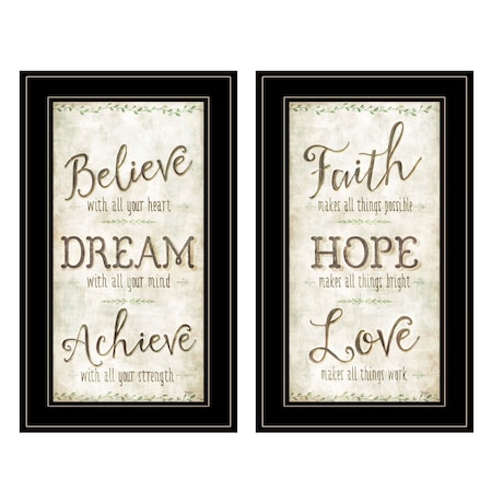 Set Of Two Faith or Believe 2 Black Framed Print Wall Art, 2PK