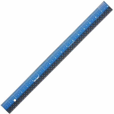 Victor Technology Easy Read Ruler, Stainless Steel, Blue/Black, 18'', 3PK EZ18SBL