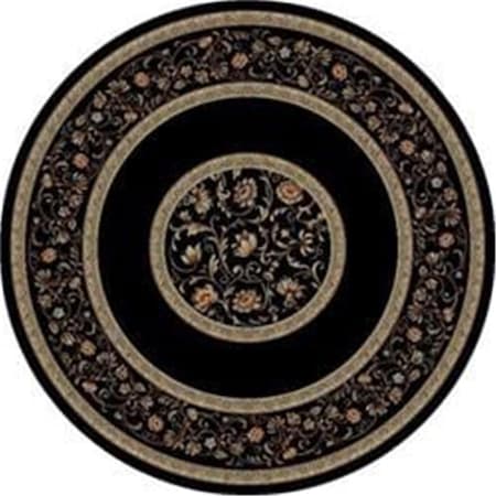Concord Global 5 ft. 3 in. Ankara Floral Border - Round, Black 62330