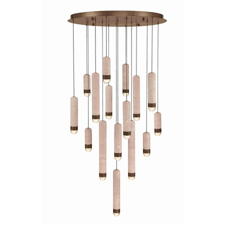 Euf Cambre, Chandelier , 16-Light, 32", Antique Brass, Travertine 50131-020
