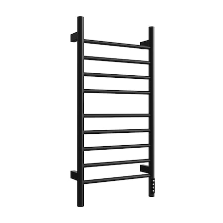 Edendirect 9-Bars Stainless Steel Wall Mounted Electric Towel Warmer Drying Rack Towel Heater in Black ZR-EB03BL504