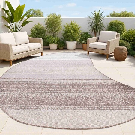 Jonathan Y Evan Modern Rustic Organic Curve Gradient Brown 9 ft. x 12 ft. Indoor/Outdoor Shaped Area Rug SHP102A-9
