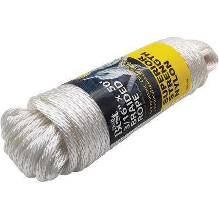 Do It Best 3/16'' x 50 Ft. White Braided Nylon Packaged Rope 737143