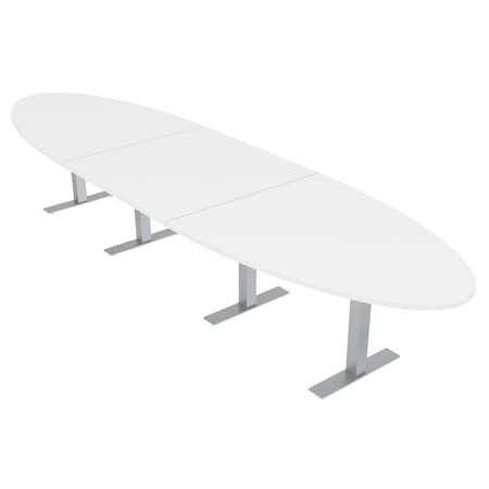 Skutchi Designs 16ft Conference Table With Power Unit | 14 Person Modular Oval Meeting Table | Harmony Series HAR-OVL-48X192-T-W960-NA