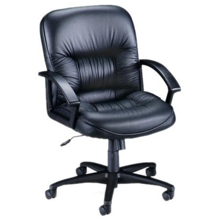 Lorell Managerial Chair Managerial Leather Mid-Back Chairs, Black, Adjustable Arms, 38-1/2" Height, Leather LLR60115